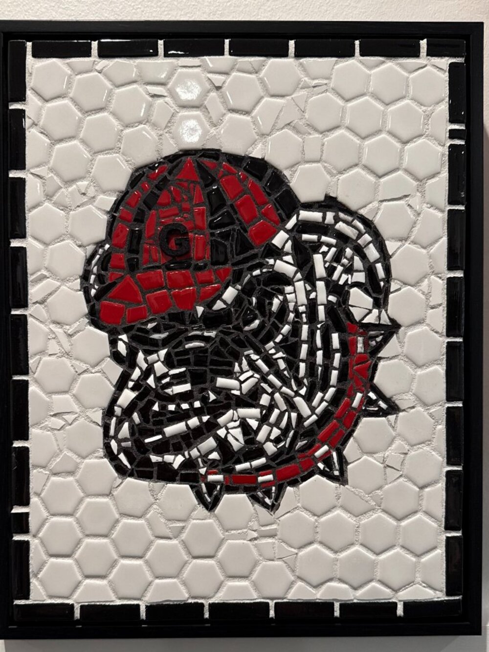 Framed 12x15 GA Bulldog one-of-a-kind artist made mosaic